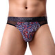 Dumi Herren sexy hochquadratische Unterwäsche Atmungsabstimmung Ice Seide Low-thonist Tanga Modal Transparent Printed Shorts 5463 Blue Bottom Print Viskose m