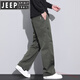 JEEP SPIRIT American Trendy Brand Working Pants Men's Loose Straight Paratrooper Pants 2025 Summer Thin Sports Charge Casual Pants 9856-Military Green M [Merchant] 90~110Jin[Jin equals 0.5 kg]