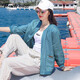 Tacimis Touch Miss Algodón de alta gama y lino Ropa de protección solar para mujeres 2025 Primavera y otoño Nuevo estilo delgado y antiguo Qianfeng Women Summer Linen Chaqueta corta Lago azul M