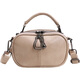 CALCULAT&KEEN Sac rond en cuir souple Sac à main multi-fermeture éclair 2025 nouveau sac à bandoulière large bandoulière simple petit sac à bandoulière simple pour femme couleur thé au lait_avec deux bretelles