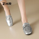Zhr Baotou Slippers for Women the Summer Nettoying Half Drag Les femmes portent des sandales françaises et des chaussures de femmes en une partie AH681 Silver 36