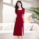 Ehangy International High-Dee Light Luxury Robe Women's Summer 2025 Nouveau style Celebrity Slim Slit Slit Jirt noir [Boîte-cadeau haut de gamme] XL