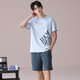 
SEPTWOLVES summer modal pajamas men's round neck short-sleeved suit Korean-style printed casual and thin men's home clothes Y6627 L
