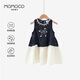 
Mamimaca MOMOCO girls summer dress girls dress summer splicing design dress Navy blue 105