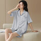 
Yalu Bing Silk Pajamas Women's Summer Cool Modal 2025 New Short Sleeve Cardigan Home Clothing Set Can Be Wear Outside NSN16803 [Cool Snow Silk] Women's M All Size