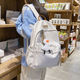 Huili Schoolbag para mujeres con mochila de gran capacidad para estudiantes universitarios de alto valor de secundaria y secundaria viajan a la computadora de computadora ligera mochila versátil Black + Sky-Summer Duck Colgante
