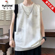 Woodpecker Ice Silk Short Sleeve Set Men's American Sleeveless T-shirt Summer New Fashion Brand Loose Vest Teenager Casual Gradient 10512-9227 Purple 2XL About 120-140Jin [Jin equals 0.5 kg] Can be worn