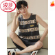 Langsha Herren -Pyjamas Sommer -Baumwollweste Shorts Set 2025 Neues lässiges runde Hals Ärmel und Heimkleidung OM13063# L