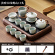 Bowei (BW) sky blue Ru kiln tea set household kung fu tea set complete set can grow gold silk cicada wings pattern happy green with mountain view