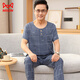 Catman (Miiow) Herren-Pyjamas Baumwollseide Sommer kurzärmelige lange Hose Baumwolle mittlere Alters und älterer dünner Stil Künstliche Baumwolle Runde Hals-Kleidung 2691 3xl empfohlen 160-190jin [Jin gleich 0,5 kg]