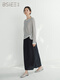 
BSIEE 2025 summer new round neck design with irregular long sleeve thin sweater pullover knit sweater Navy blue L