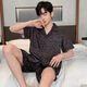 Yalu 2025 Sommer Youth Cardigan Casual Pyjama Herren-Eisseide Kurzärärmelte Shorts Anzug Hauskleidung kann außerhalb von 6624 l empfohlen werden 100-120jin [Jin entspricht 0,5 kg]