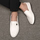 YRC Yierkang Doudou shoes men's summer new men's shoes Korean version versatile men's casual leather shoes one foot and one foot drive lazy 825 white 39 (wide feet and fat feet and one size larger)