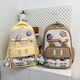 Cute schoolbag for junior high school students with high appearance new large capacity backpack for travel students with transparent pain bag backpack burgundy with accessories