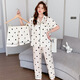 Langsha Pajamas à trois pièces pour femmes à manches courtes à manches à manches courtes de glace Nouveau-pois haut de gamme Les vêtements à la maison peuvent être portés à l'extérieur de l'automne 3892 Polka blanc DOT M