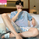 莫代尔新款男士睡衣夏季莫代尔薄款短袖短裤夏天可外穿家 6198蓝莫代尔套装 L 90-120斤