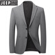 Jeep Spirit Blazer Men's Business Casual Small Small Single-Piece Spring and Automne Formal Wear Dad d'âge moyen 9926 Gray [Dark Pattern] M 170 [suggéré 100-119Jin [Jin est égal à 0,5 kg]]]