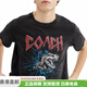 Trainer Signatures Skelett Rexy Round Neck Kurzarm T-Shirt Männer und Frauen gleich schwarzes Modesleichter und rein trendiger schwarzer XS