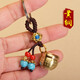 2025 Fortune Brass Keychain Baifu Cylinder Five Emperors Money Hoist Cart Key Pendant High-end Gift Keychain Brown Rope Five Emperors Money + Baifu Cylinder + Gourd/Give Sand