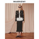 
MAXRIENY [Art Department Wandering] French retro straight-slit skirt autumn big heroine commuting outfit Coconut brown S