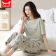 
Catman MIIOW pajamas for women in spring and summer short-sleeved trousers Korean style students can wear pure cotton home clothing suits in summer YZT9712 Short-length M (80-100Jin [Jin equals 0.5 kg])