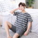 Pajama de pijamas para hombres de la película de limón para algodón de verano para hombres ropa casual de niños de manga corta para niños de verano de mediana edad de mediana edad, set de talla grande y talla grande 9928 [H set de shorts de manga corta para hombres] l [sugerido 100-130 Jin [Jin equivale a 0.5 kg]]