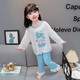 Capítulo genial (Kuzhang) Pajamas para niños Girls Primavera y otoño Summer de manga larga Cotton puro juego delgado de algodón delgado bebé Cartoon Princess Style Ropa para el hogar Cubierta de manga larga K3519# Pink está ocupado actuando lindo 105 8 Altura de tamaño 95 cm está 95 cm