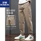 Romon men's casual pants spring and autumn trousers new fashion brand loose cotton tooling nine-point pants summer khaki [2306 summer] thin M