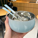 Chino Gradient Tableware Set 304 Stainless Steel Bowl Home Gradient Rice Bowl Food Grade Double-Layer Anti-scalding Spoon and Chopsticks Gradient丨Powder Bowl