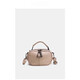CALCULAT&KEEN Sac rond en cuir souple Sac à main multi-fermeture éclair 2025 nouveau sac à bandoulière large bandoulière simple petit sac à bandoulière simple pour femme couleur thé au lait_avec deux bretelles