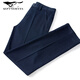 Sieben Wolf 2025 Herren Jeans Herren trendy losen lässiger neuer gerader Stretch Baumwolle Mid-Taist Vielseitige lange Hosen 124HB3892 MEDEIL Blau 38