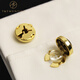 
T/Twenties simple punch-free cufflinks men's suit shirt button French men's suit shirt cuffs decorative buttons women's sleeve nails KT001_Deep sea blue cat eye stone/silver border-1