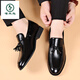 
Woodpecker matte suit men's leather shoes men's flat shine formal wear youth pointed toe casual wedding shoes spring and summer beans shoes large size 9909 matte brown 38