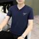 花花公子（PLAYBOY）纯棉短袖t恤男士2025年新款夏季修身V领男装体恤衣服薄款半袖潮流 白色 D7029 M