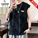 Woodpecker Ice Silk Short Sleeve Set Men's American Sleeveless T-shirt Summer New Fashion Brand Loose Vest Teenager Casual Gradient 10512-9227 Purple 2XL About 120-140Jin [Jin equals 0.5 kg] Can be worn