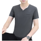ODELL Pure Cotton White Kurzärärmelte T-Shirt Herren Sommer V-Ausschnitt Dünne, atmungsaktive, halbärmelige trendige, vielseitige Top-Basis-Hemd WF Qy694 Dunkelgrau reines Baumwoll-T-Shirt XL Empfohlen 125-140jin [Jin gleich 0,5 kg]