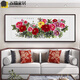 MPPMCK hand-painted authentic Chinese paintings, flowers blooming, rich peony flowers, new Chinese style living room and dining room decoration paintings, sofa background wall hanging paintings, hand-painted peony style D flower blooming, rich frame size: 13062CM pine wood frame right angle