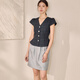 Roeyshouse Roe Intellektueller V-Ausschnitt Taille Plaid-Hemd für Frauen 2025 Sommer neuer Stil French Puff Ärmel 12117 Plaid M.
