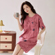 Xia wa.zhi. Pajamás para mujeres, camisón de caricatura de algodón puro de algodón puro de verano, versión coreana de cuello redondo y delgado lindo, mujeres embarazadas de gran tamaño, algodón estudiantil x12532 xl