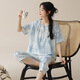 Langsha Nouveau pyjamas chinois pour femmes en été imitation d'été Coton Sleeves 2025 Style chinois pliant des vêtements inférieurs décontractés 9902 M