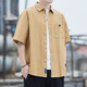 Pure cotton loose version summer new short-sleeved shirt men's casual workwear thin shirt mid-sleeve versatile jacket outer wear military green GF20315/2216 3XL recommended 165-180Jin Jin equals 0.5 kg Pure cotton loose version summer new short-sleeved shirt men's casual workwear thin shirt mid-sleeve versatile jacket outer wear military green GF20315/2216 3XL recommended 165-180Jin Jin equals 0.5 kg