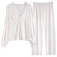 2025 Neue sexy Spitzen-Pyjamas für Frauen im Frühling und Herbst reines Baumwolldünne langärmeliger Anzug Palaststil Home Clothing 1048#Mint Green M.
