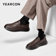 Yierkan men's shoes autumn sheepskin comfortable slip-on leather shoes men's soft-sided slip-on business casual shoes 59171W Brown 40