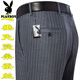 Playboy high-end mulberry silk drooping anti-wrinkle men's trousers in summer thin middle-aged high-waist loose straight-leg professional pants T9906 blue-gray fine thin 42 waist circumference 3 feet 1