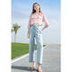 
Baitu betu women's clothing 2025 summer new denim wide-leg pants cotton-like tensile nine-point pants women's 2505X15 light denim blue S