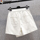 Woodpecker (Tucano) 2025 pantalon et jupes minces d'été pour les femmes Version européenne décontractée lâche denim polyvalent les jupes courtes hautes hautes taille largeur A-line aire blanche tendance e 9207 m 100jin [Jin équivaut à 0,5 kg] -110jin [Jin est égal à 0,5 kg]
