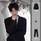 Vaderton sheep suit men's Korean style casual suit men's wedding groom groom's best dress formal professional suit black jacket + white shirt + trousers [three pieces XL