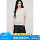 Basic House Basic House/Baijiahao Laiser hollow short-sleeved sweater for women's new summer beaded round neck top Summer Yangmi L