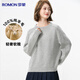 Romon 100% sheep wool pure wool sweater for women autumn and winter thick round neck loose bottoming shirt red pullover sweater
