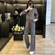 Magiopy International Luxury High-End-Marke Europäische Modemarke Casual Sports Set 2025 Springstil Mode Buchstaben Grau graues zweiteiliger Set (100jin [Jin Equals 0,5 kg]))